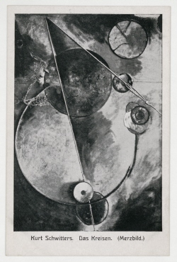 Merz-Postkarte unbeschrieben mit Abbildung: "Kurt Schwitters. Das Kreisen. (Merzbild.)". [o. O.]