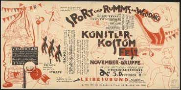 Künstlerkostümfest der Novembergruppe „Sport und Rummel am Wedding“, 5. Dezember 1925