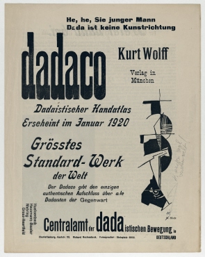 Anzeige für den Dadaco (Doppelseite, S. 4-7 aus dem Heft Der Dada Nr. 2)
