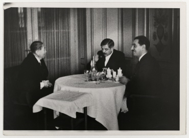 Nikolaus Titulescu und Pierre Laval beim Lunch im Genfer Hotel des Bergues