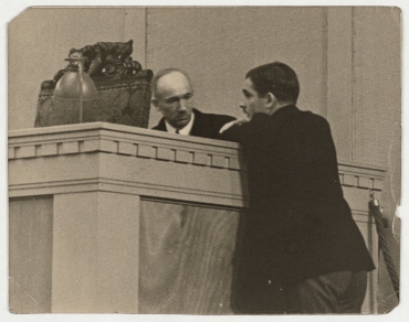 Anthony Eden und Edvard Beneš während der Abessiniendebatten im Völkerbund in Genf