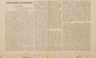Vossische Zeitung, Ausschnitt "Alemannische Landschaften" von René Schickele