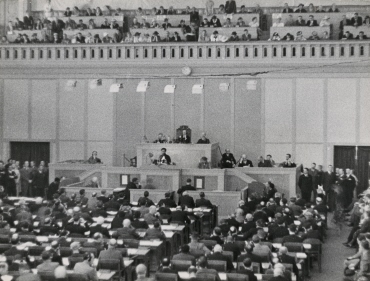Völkerbundversammlung während der Rede des äthiopischen Kaisers Haile Selassi, Genf