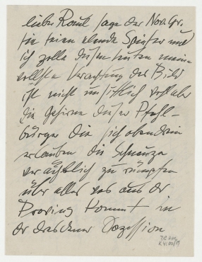 Brief von Otto Dix an Raoul Hausmann. Dresden