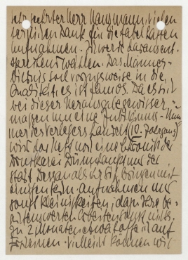 Postkarte von Carl Ernst Hinkefuß / Qualität Ware und Werbung an Raoul Hausmann. [Poststempel: Fürstenberg/Mecklenburg]