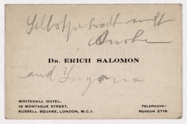 Dr. Erich Salomon's business card