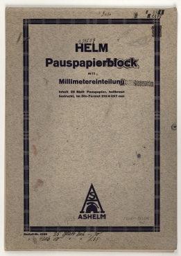 Skizzenbuch mit der Aufschrift: Helm Pauspapierblock