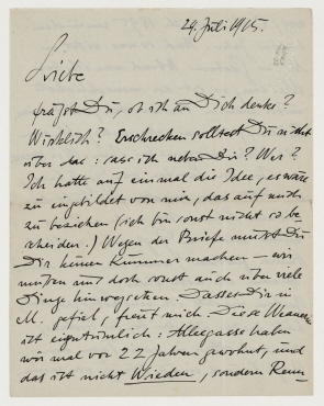 Brief von Raoul Hausmann an Hannah Höch. Berlin,