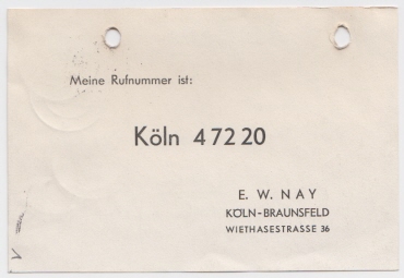 Geschäftliche Korrespondenz zwischen der Galerie Ferdinand Möller und Ernst Wilhelm Nay. Köln