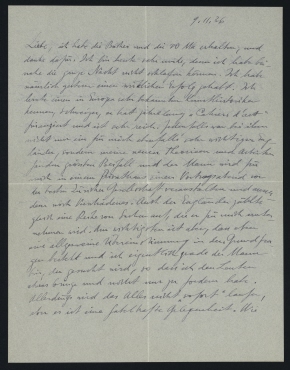 Brief von Raoul Hausmann an Elfriede Hausmann. Zürich