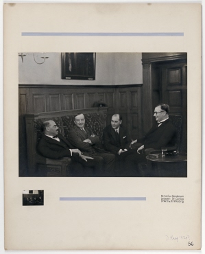 Rudolf Hilferding, Arthur Henderson, Julius Curtius und Josef Karl Wirth im Reichstag, Berlin
