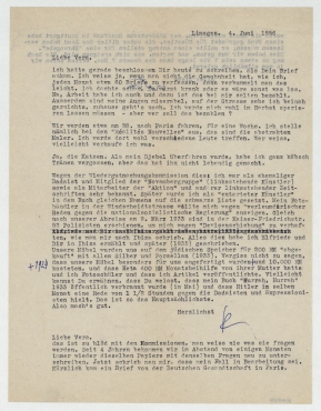 Brief von Raoul Hausmann und Hedwig Hausmann an Vera Hausmann. Limoges