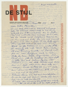 Brief von Theo van Doesburg an Hannah Höch. [Clamart]