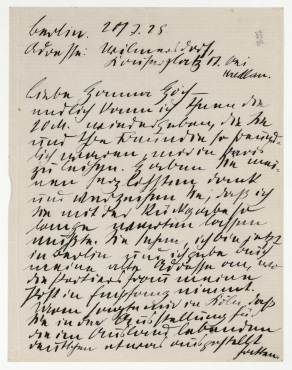 Brief von Otto Freundlich an Hannah Höch. Berlin