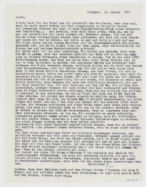 Brief von Raoul Hausmann und Hedwig Hausmann an Elfriede Hausmann. Limoges