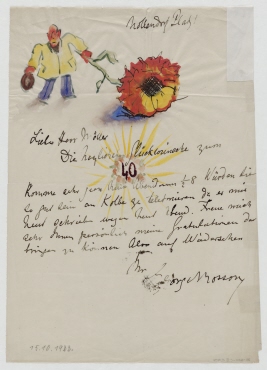 Brief von Gerog Mosson an Ferdinand Möller mit Geburtstagsglückwünschen. Berlin