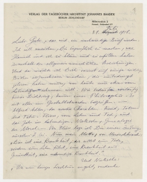 Brief von Raoul Hausmann an Grete Höch
