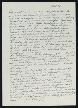 Brief von Raoul Hausmann an Elfriede Hausmann. Prag
