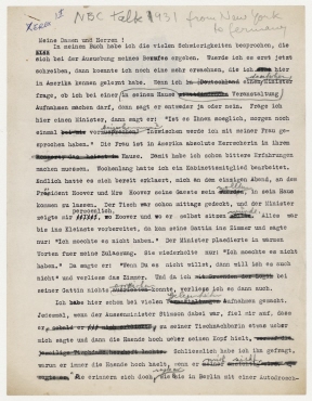 Maschinenschriftliches Typoskript von Erich Salomon zum NBC Talk New York