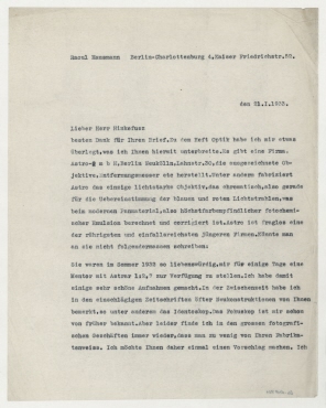 Brief von Raoul Hausmann an Carl Ernst Hinkefuß / Qualität Ware undWerbung. Berlin