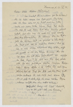 Brief von Eberhard Rogge an Vera Hausmann. Hannover