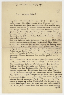 Brief von Peter Foerster an Hannah Höch. Berlin