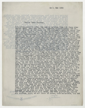 Brief von Raoul Hausmann an Hanns Fischer. [Berlin]