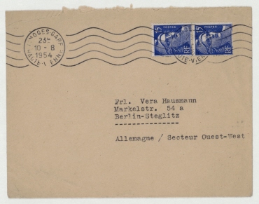 Briefumschlag von Raoul Hausmann an Vera Hausmann. [Poststempel: Limoges]