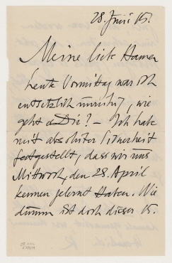 Brief von Raoul Hausmann an Hannah Höch. Berlin