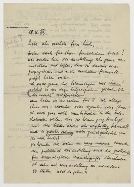 Brief von František Kalivoda an Hannah Höch. Brünn