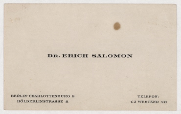 Visitenkarte Dr. Erich Salomon