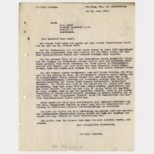 Brief von Erich Salomon an Nordisk Pressefoto, Kopenhagen