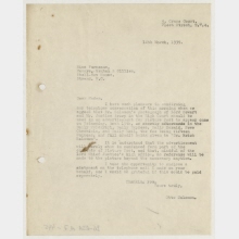 Brief von Otto Salomon (Peter Hunter) an Miss Furneaux