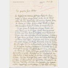 Brief von Dr. Herta Hesse-Frielinghaus in ihrer Funktion als Direktorin vom Karl-Ernst-Osthaus-Museum in Hagen an die Galerie Ferdinand Möller. Hagen