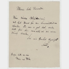 Brief von Simon Mosel an Hedwig Mankiewitz. [Ohne Ort]