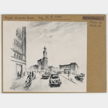 Schaubild: Bebauungsvariante für die Stalinallee-West und den Alexanderplatz, Vorschlag B