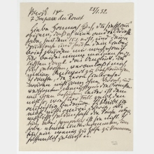 Brief von Otto Freundlich an Hannah Höch. Paris