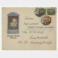 Briefumschlag mit Portraitfotografie von George Grosz