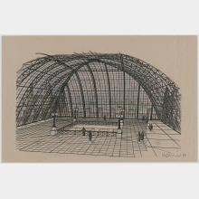 Architectural Design Competition Reconstruction of the Reichstag Building for the German Parliament (Unbuilt) – Interior Perspective, View of the Dome