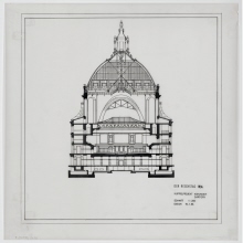 Architectural Design Competition Reconstruction of the Reichstag Building for the German Parliament (Unbuilt) – Dome of Reichstag Building, 1894, Section