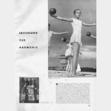 „Erziehung zur Harmonie", Reportage Umbos aus dem Sommerlager des BDM-Werkes „Glaube und Schönheit", in: die neue linie, 10. Jg., Nr. 2, Oktober 1938