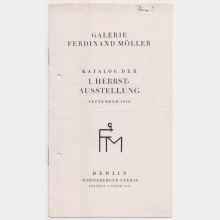 Katalog der 1. Herbstausstellung September 1928; Galerie Ferdinand Möller