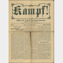 Kampf! - Blätter für Freiheit und Menschenrechte. (Beiblatt zur Montagspost) - Nr. 3, Dritter Jahrgang