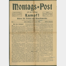 Montags-Post - Beilage: Kampf. Blätter für Freiheit und Menschenrechte - Nr. 1, Dritter Jahrgang