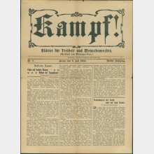Kampf! - Blätter für Freiheit und Menschenrechte. (Beiblatt zur Montagspost) - Nr. 4, Dritter Jahrgang