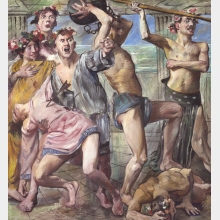 Die Freier im Kampf gegen Odysseus