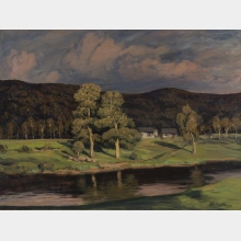 Evening Light, Landscape with Two Oaks