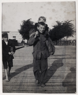 Boy With Young Girl Piggypack at the Knobelsdorff Bridge