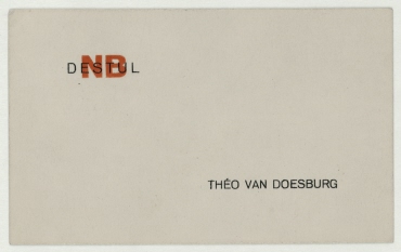 Visitenkarte "Théo van Doesburg" mit "NB DE STIJL"-Signet