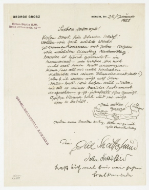 Brief von George Grosz an Raoul Hausmann. Berlin